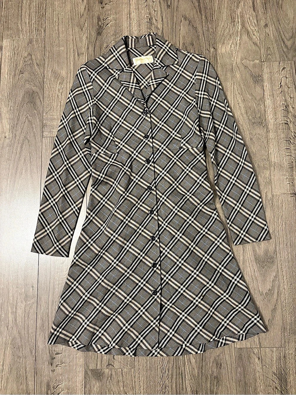Burberry Plaid Trench Coat Gray & Black - Picture 3 of 8